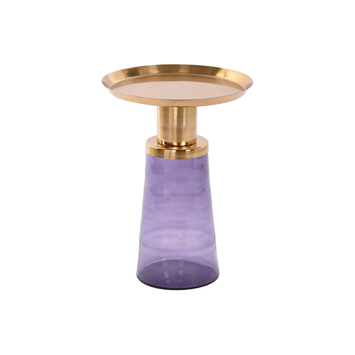 Masa laterală DKD Home Decor 37 x 37 x 50 cm Geam Albastru Auriu* Fier