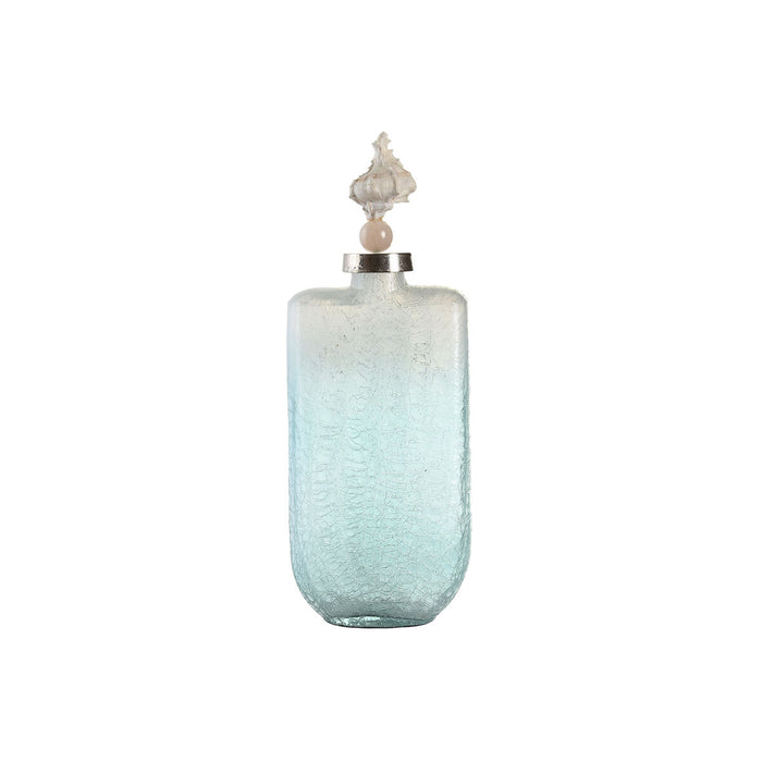 Vază DKD Home Decor Albastru Aluminiu Geam Scoică Mediterană 9 x 17 x 43 cm