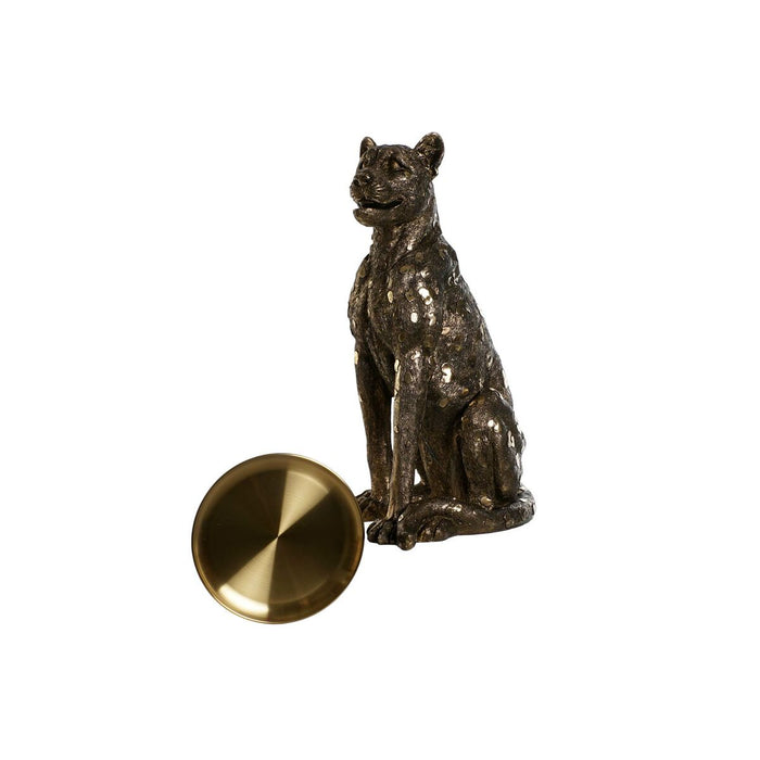 Figură Decorativă DKD Home Decor 56,5 x 36,5 x 62 cm Auriu* Cupru Leopard Rășină