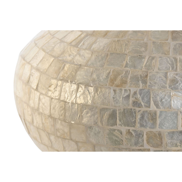Vază DKD Home Decor Alb Bambus Sidef Natural Mediterană 34 x 34 x 26 cm