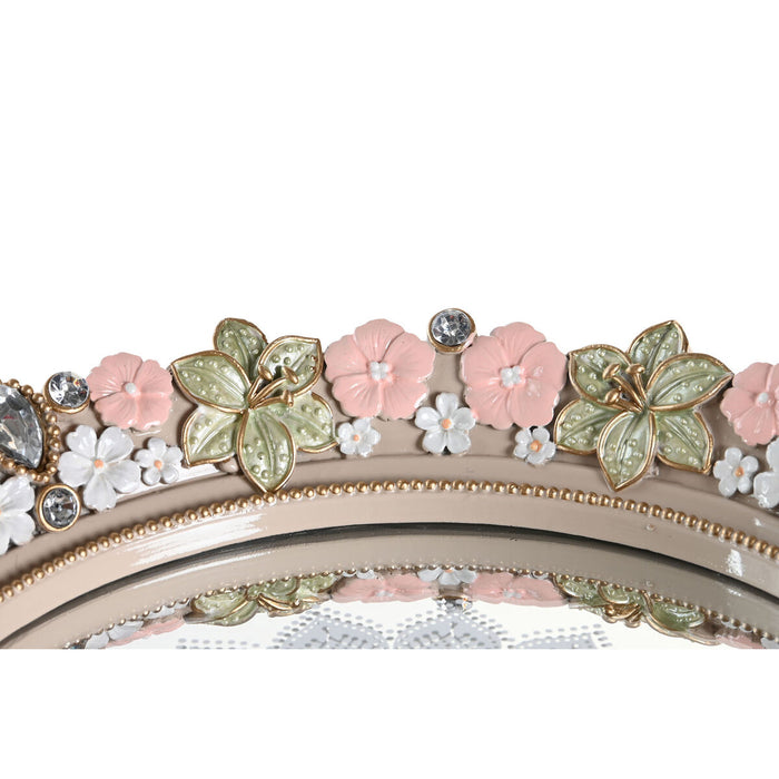 Decorațiune pentru Centrul Mesei DKD Home Decor Oglindă Rășină Multicolor Romantic (23,5 x 23,5 x 20,5 cm)