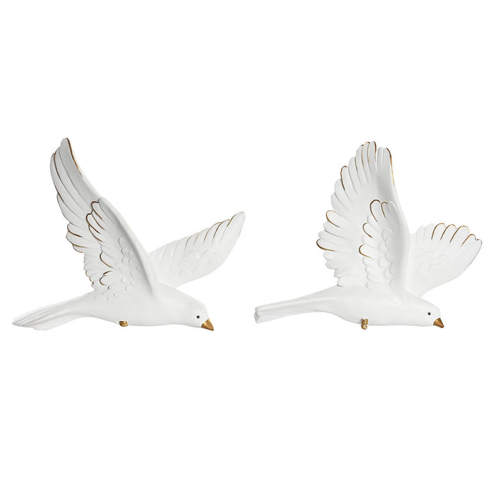Figură Decorativă DKD Home Decor 28 x 4,5 x 23 cm Alb Romantic (2 Unități)