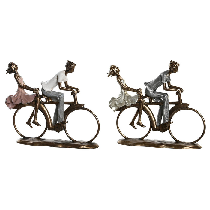 Figură Decorativă DKD Home Decor 27 x 9,5 x 23 cm Roz Auriu* Alb (2 Unități)