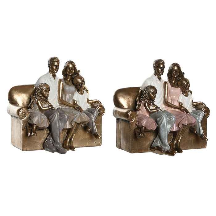 Figură Decorativă DKD Home Decor 19 x 13 x 18 cm Roz Auriu* Alb (2 Unități)