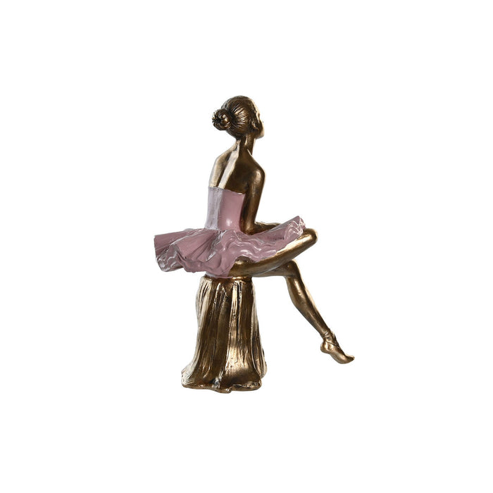 Figură Decorativă DKD Home Decor Roz Alb Balerină 15 x 10 x 19 cm (2 Unități)