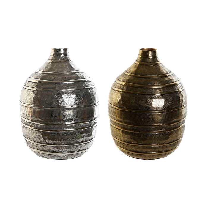 Vază DKD Home Decor 20 x 20 x 28,5 cm Argintiu Auriu* Aluminiu Modern (2 Unități)