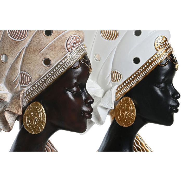 Figură Decorativă DKD Home Decor 18 x 10,5 x 33 cm Bej Auriu* Maro Alb Colonial Africană (2 Unități)