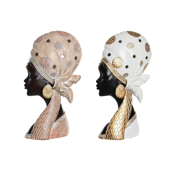 Figură Decorativă DKD Home Decor 18 x 10,5 x 33 cm Bej Auriu* Maro Alb Colonial Africană (2 Unități)