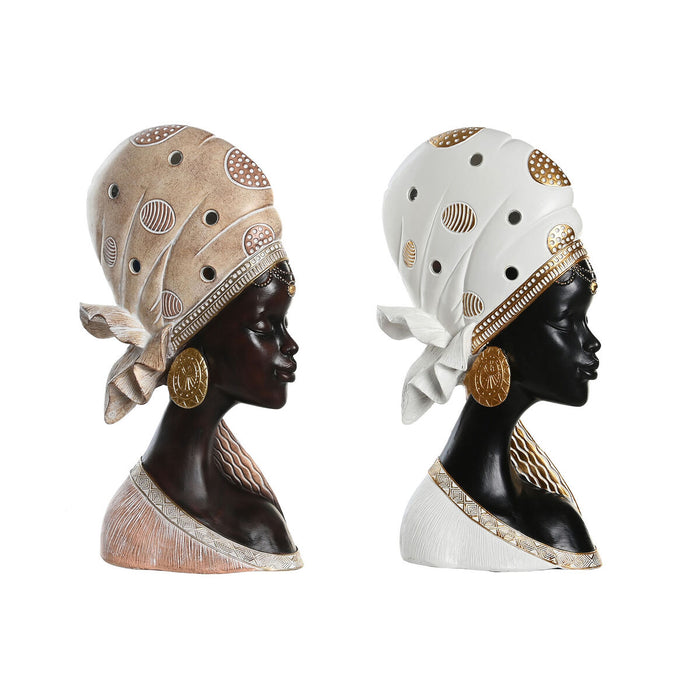 Figură Decorativă DKD Home Decor 18 x 10,5 x 33 cm Bej Auriu* Maro Alb Colonial Africană (2 Unități)