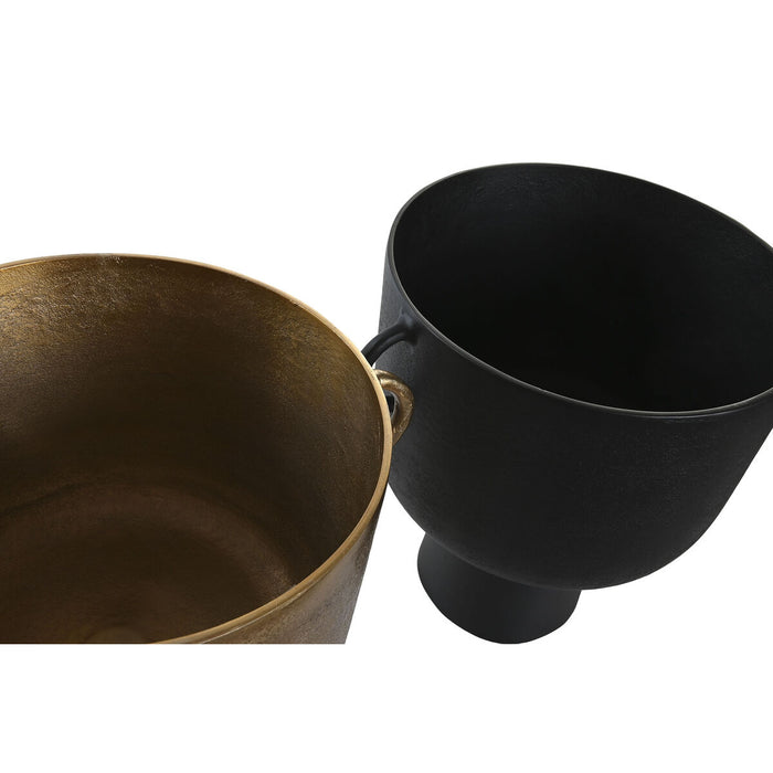 Vază DKD Home Decor 36 x 29 x 33 cm Negru Auriu* Aluminiu Modern (2 Unități)
