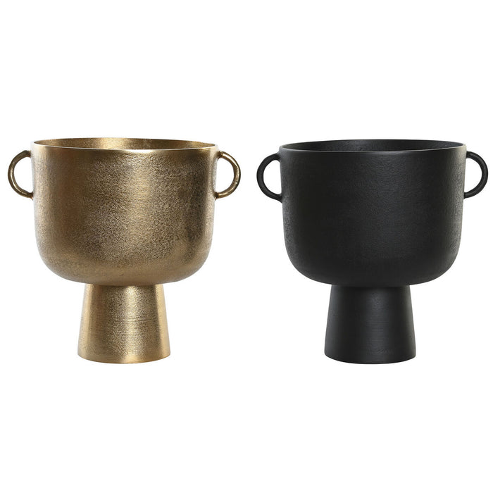 Vază DKD Home Decor 36 x 29 x 33 cm Negru Auriu* Aluminiu Modern (2 Unități)