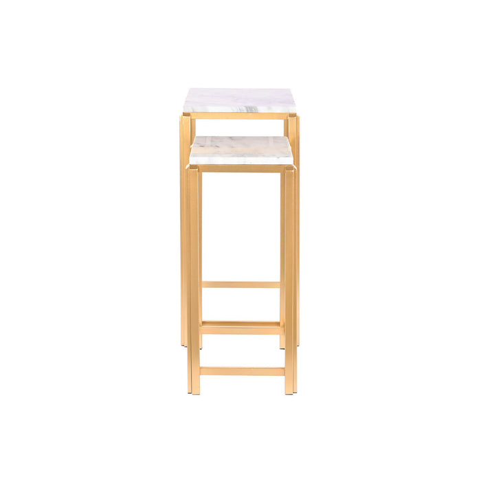 Set de 2 mese DKD Home Decor Alb Auriu* 33 x 33 x 70 cm