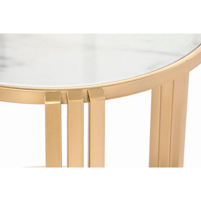 Masa laterală DKD Home Decor 49 x 49 x 50 cm Auriu* Metal Alb Marmură