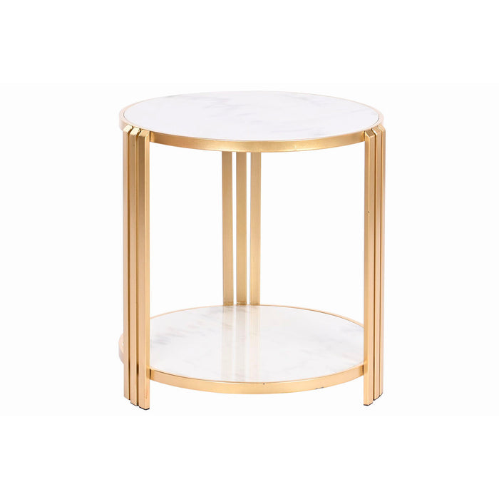 Masa laterală DKD Home Decor 49 x 49 x 50 cm Auriu* Metal Alb Marmură