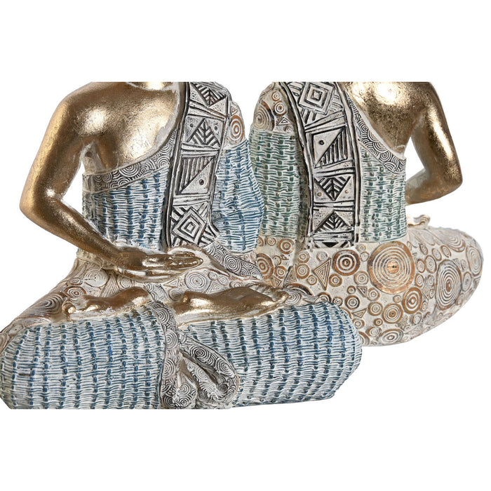 Figură Decorativă DKD Home Decor 18,6 x 9,7 x 27 cm Albastru Buda Turquoise Oriental murat (2 Unități)