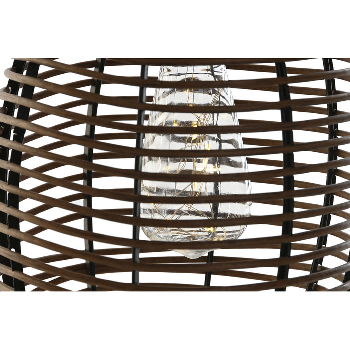 Lampă solară DKD Home Decor Maro Negru Bambus Ratan 22 x 22 x 39 cm
