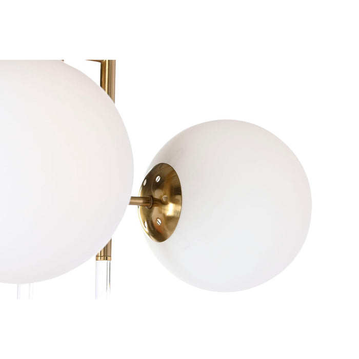 Lustră DKD Home Decor 64 x 64 x 64 cm Geam Auriu* Metal Alb 50 W
