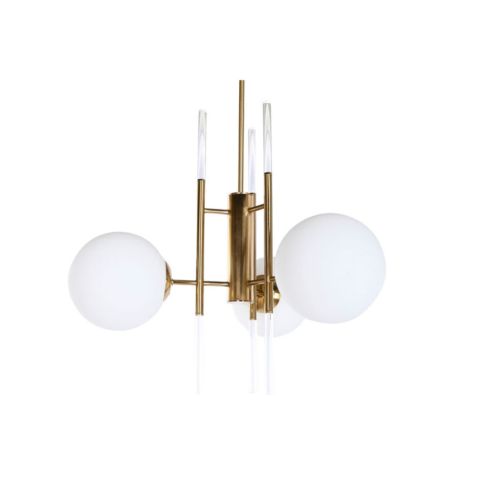Lustră DKD Home Decor 64 x 64 x 64 cm Geam Auriu* Metal Alb 50 W