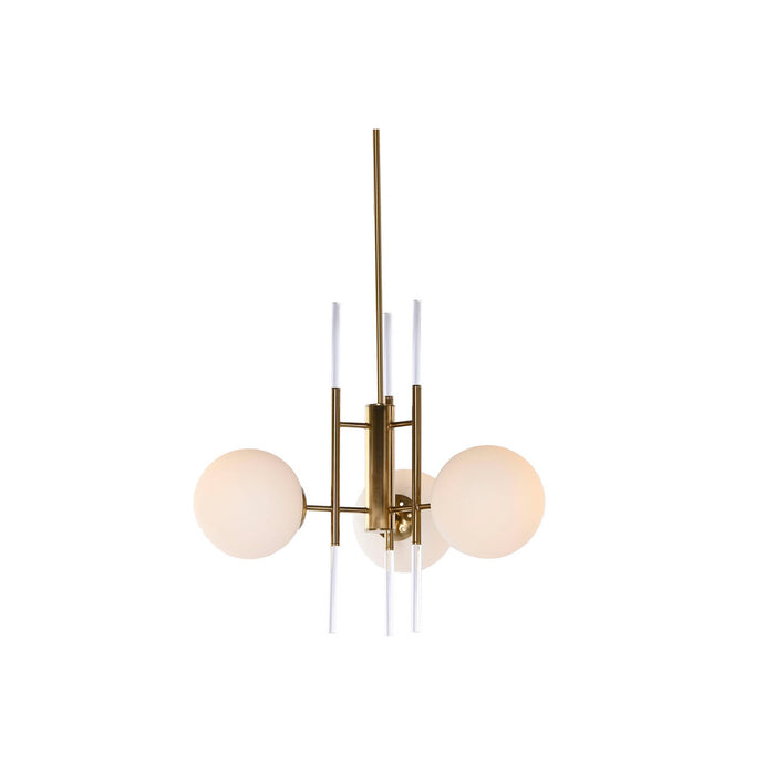 Lustră DKD Home Decor 64 x 64 x 64 cm Geam Auriu* Metal Alb 50 W