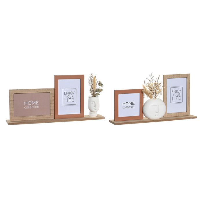 Ramă Foto DKD Home Decor 30 x 5 x 19 cm Floare Față Ceramică Rășină Multicolor Lemn MDF Urban (2 Unități)