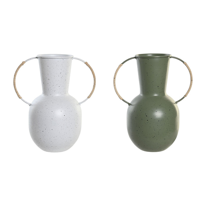 Vază DKD Home Decor 20 x 13 x 24 cm Metal Teracotă Alb Verde (2 Unități)