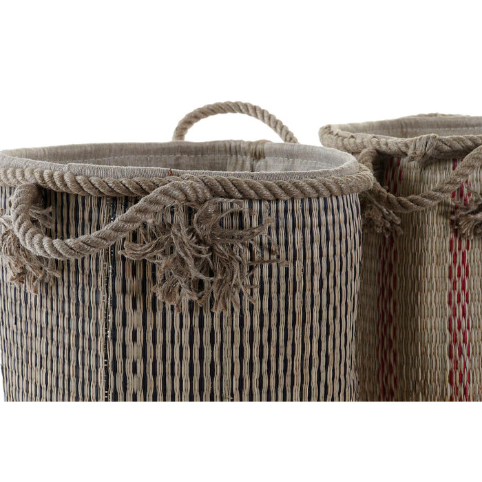 Coș Multifuncțional DKD Home Decor Maro Negru Roșu Boho 30 x 30 x 36 cm (2 Unități)