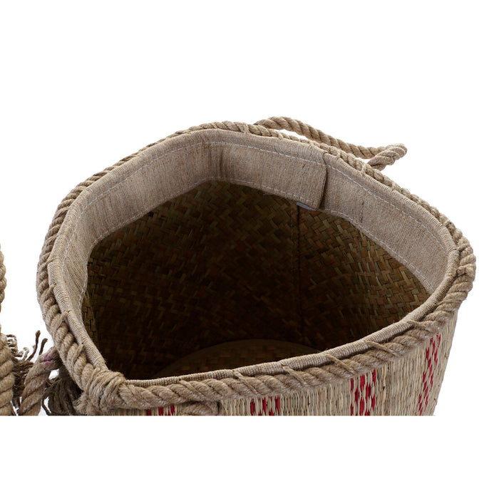 Coș Multifuncțional DKD Home Decor Maro Negru Roșu Boho 30 x 30 x 36 cm (2 Unități)