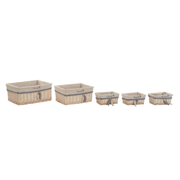 Set de Coșuri DKD Home Decor 48 x 38 x 13 cm Poliester Spirale (5 Unități)