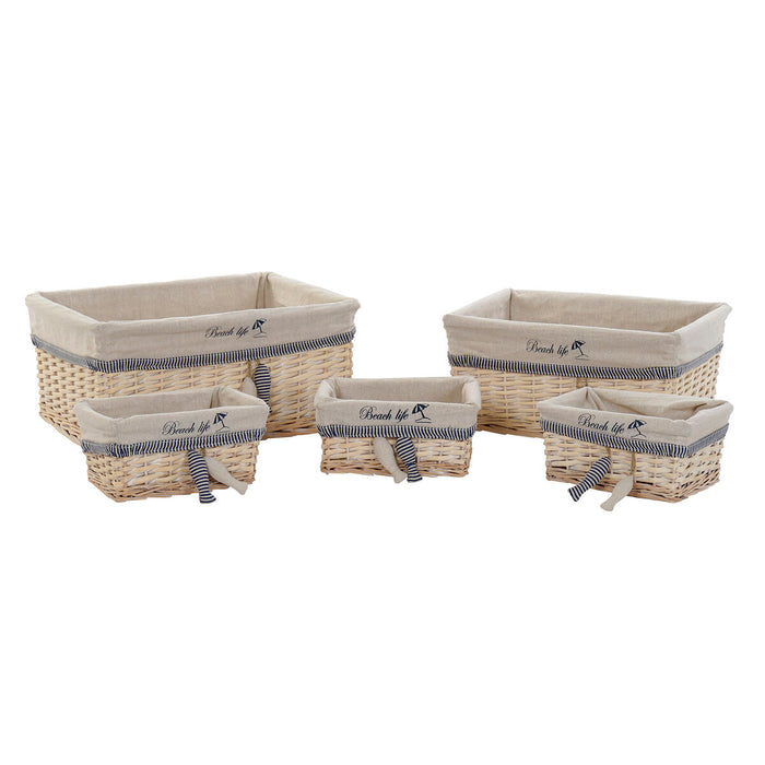 Set de Coșuri DKD Home Decor 48 x 38 x 13 cm Poliester Spirale (5 Unități)