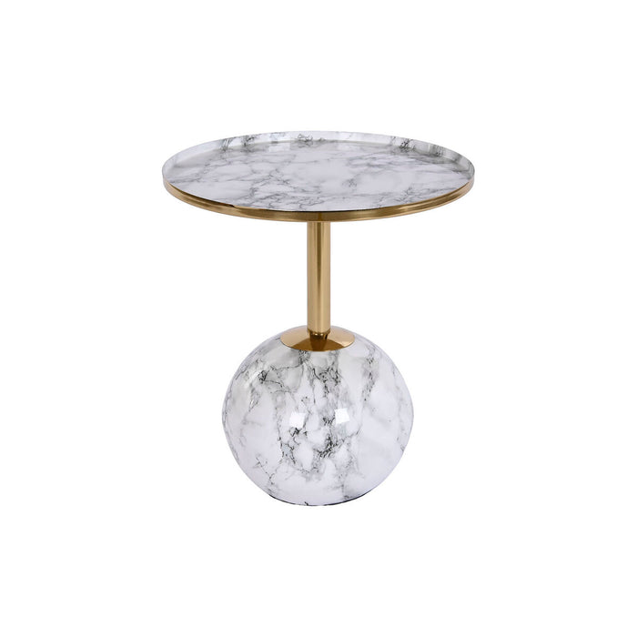 Masa laterală DKD Home Decor 41 x 41 x 47 cm Auriu* Alb Fier