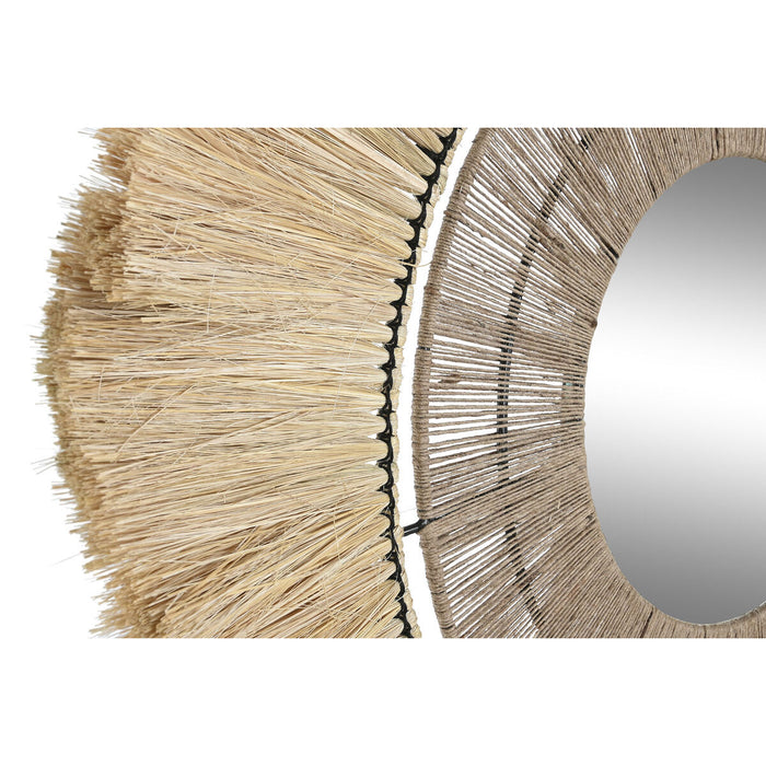 Oglindă de perete DKD Home Decor Natural 79 x 4 x 79 cm Bali Iută