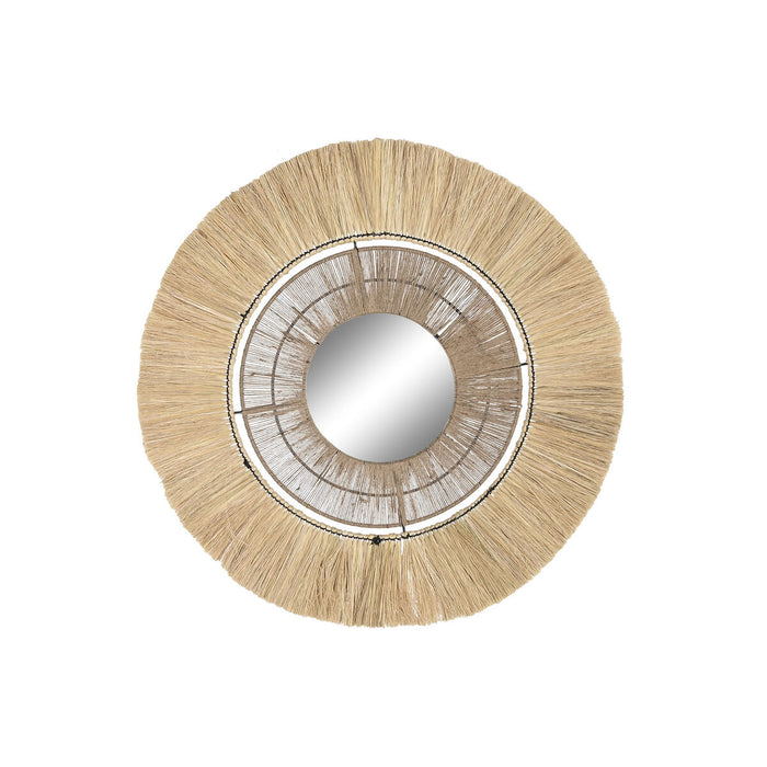 Oglindă de perete DKD Home Decor Natural 79 x 4 x 79 cm Bali Iută