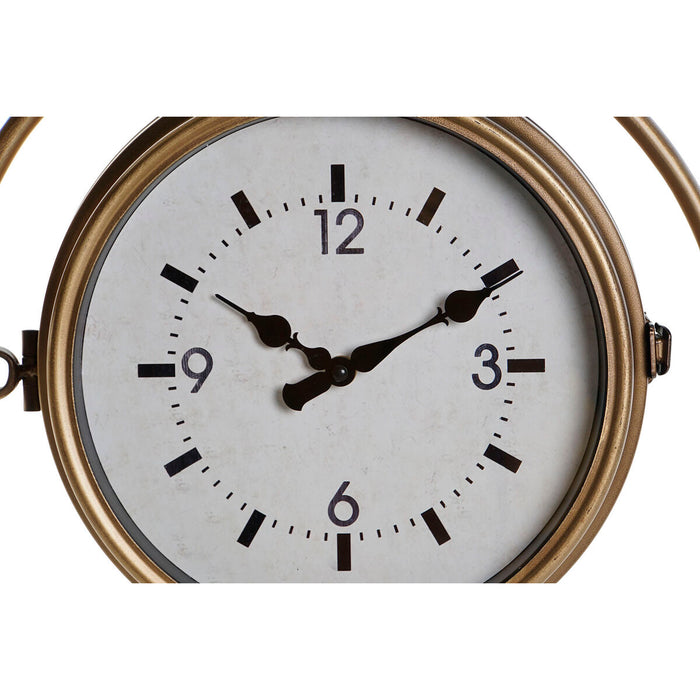 Ceas de Perete DKD Home Decor 43 x 14,5 x 47 cm Geam Gri Auriu* Fier Tradiţional (2 Unități)