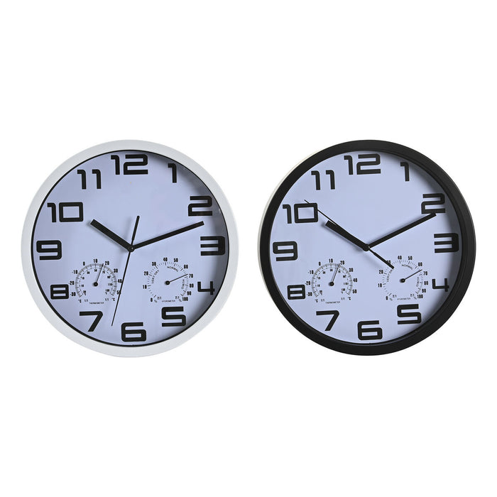 Ceas de Perete DKD Home Decor 25,5 x 4 x 25,5 cm Negru Alb polistiren (2 Unități)