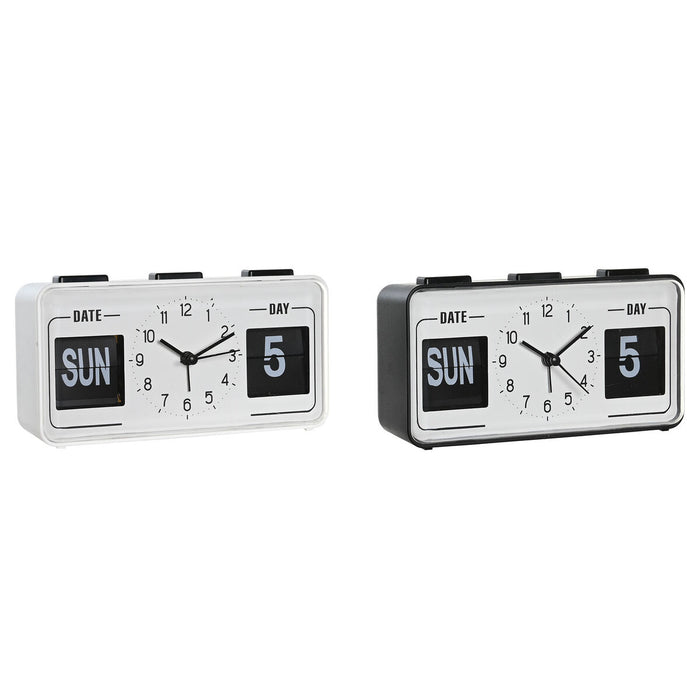 Ceas Deșteptător DKD Home Decor 17 x 5 x 9 cm Negru Alb PVC (2 Unități)