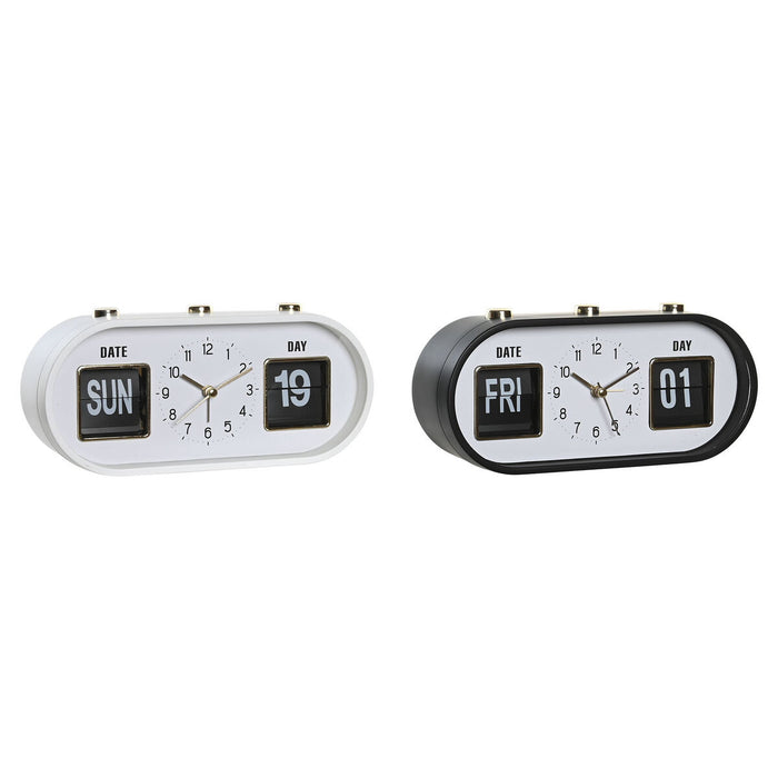 Ceas Deșteptător DKD Home Decor 20 x 6 x 9,5 cm Negru Alb PVC (2 Unități)