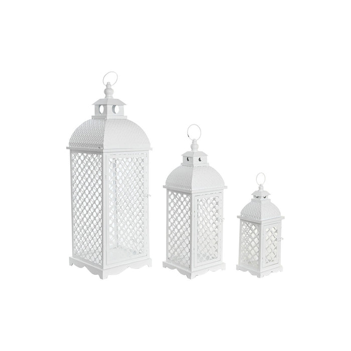 Felinar DKD Home Decor 24 x 24 x 74 cm Finisaj învechit Geam Metal Alb Arab