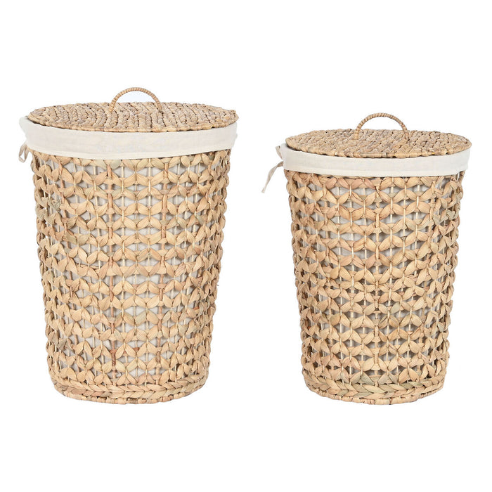 Coș pentru rufe murdare DKD Home Decor Natural Maro Alb Tropical 40 x 40 x 58 cm