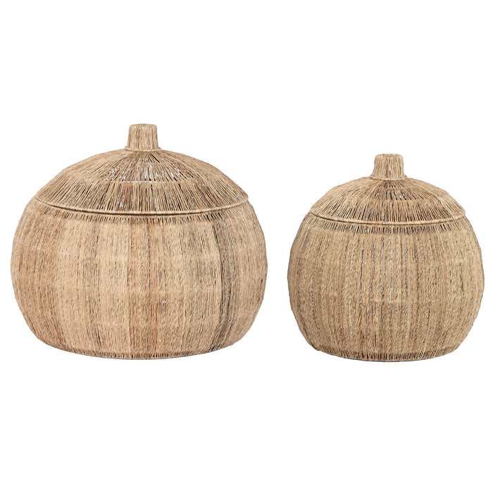 Set de Coșuri DKD Home Decor 55 x 55 x 45 cm Tropical Iută
