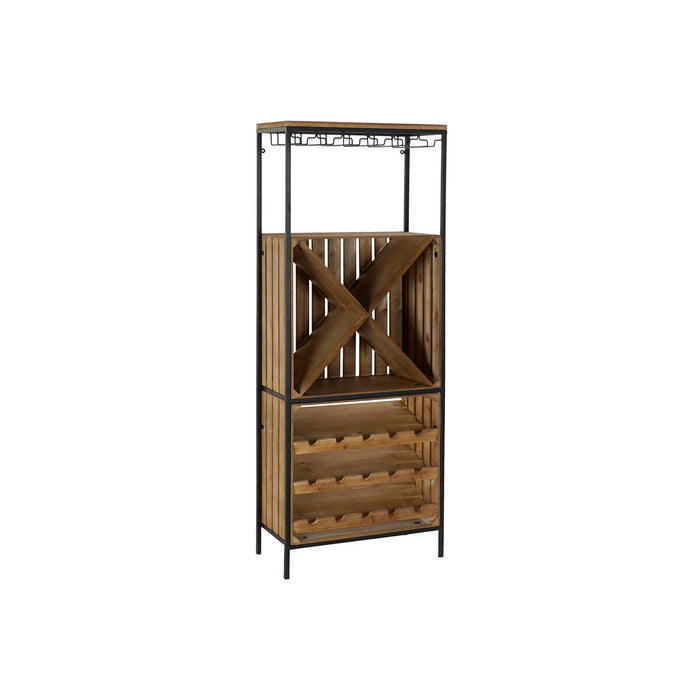 Suport pentru Sticle DKD Home Decor Negru Natural Metal Brad 60 x 30 x 160 cm