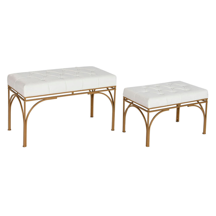 Banchetă DKD Home Decor Alb Metal 80 x 40 x 48 cm (2 Unități)