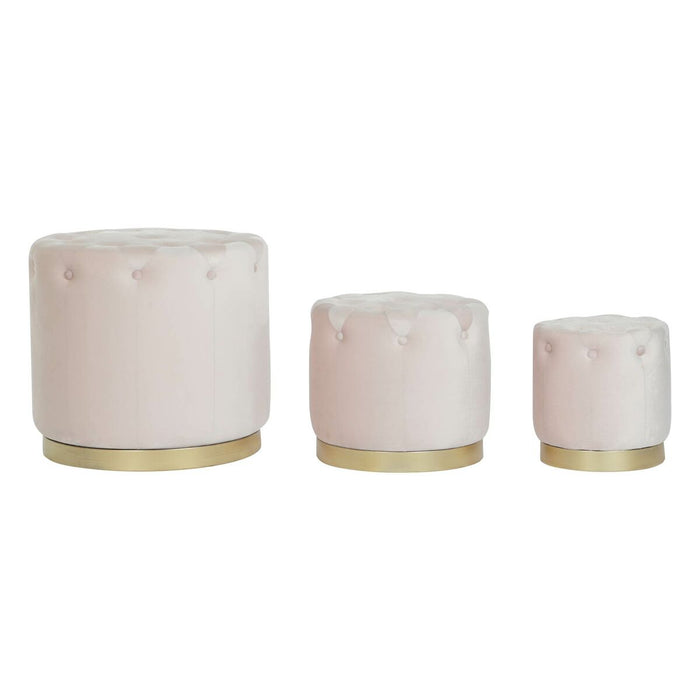 Suport pentru Picioare DKD Home Decor Roz Auriu* Lemn MDF Кадифе 60 x 60 x 54 cm (3 Unități)