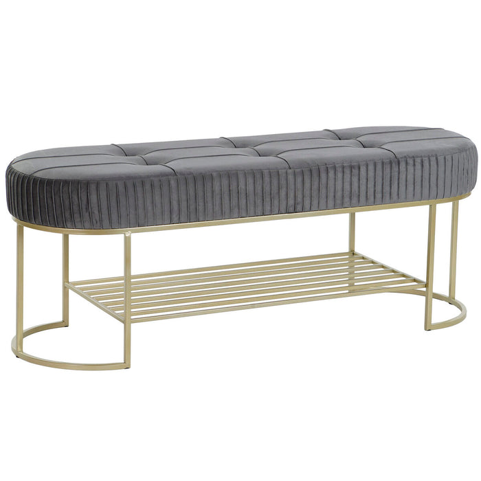Banchetă DKD Home Decor Gri Auriu* Metal 120 x 40 x 45 cm