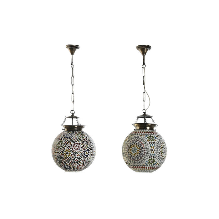 Lustră DKD Home Decor Geam Metal Multicolor 25 W 25 x 25 x 30 cm (2 Unități)