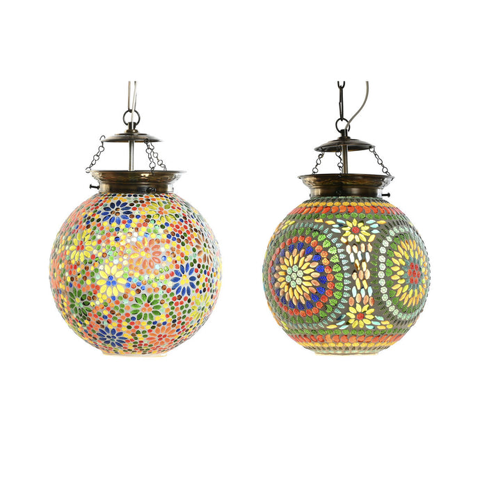 Lustră DKD Home Decor Geam Metal Multicolor 25 W 25 x 25 x 30 cm (2 Unități)