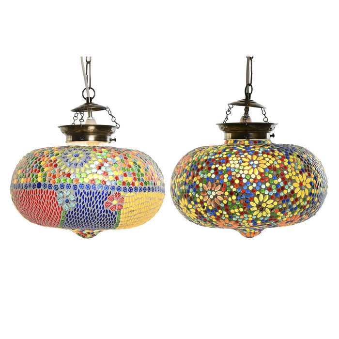 Lustră DKD Home Decor 32 x 32 x 26 cm Geam Multicolor 25 W (2 Unități)