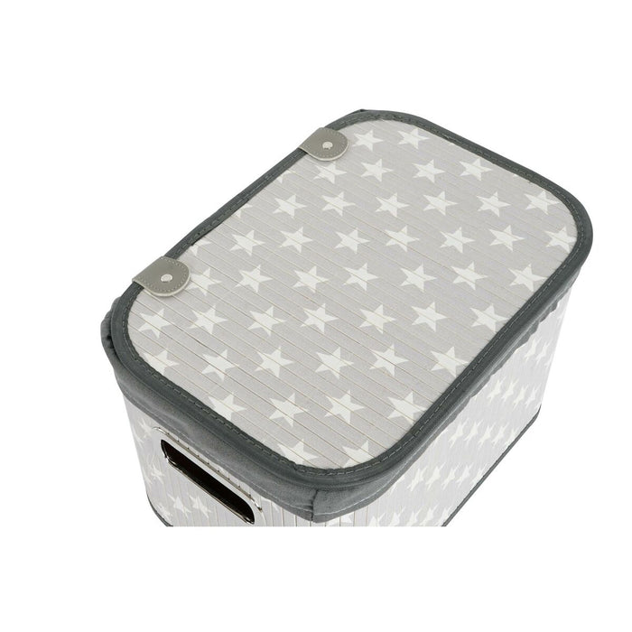 Set de Coșuri DKD Home Decor Alb Gri Bambus Lemn MDF Stele 51 x 35 x 33 cm