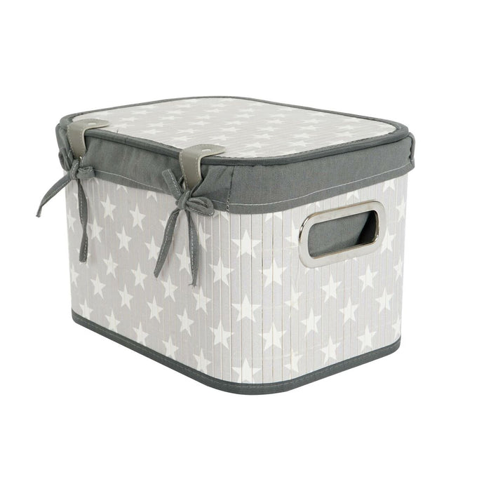 Set de Coșuri DKD Home Decor Alb Gri Bambus Lemn MDF Stele 51 x 35 x 33 cm