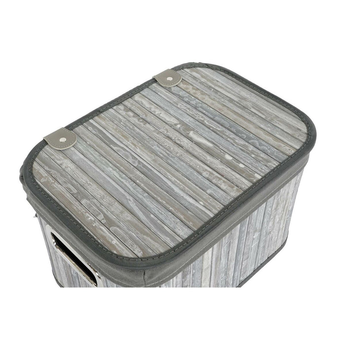 Set de Coșuri DKD Home Decor Alb Gri Bambus Lemn MDF 51 x 35 x 33 cm