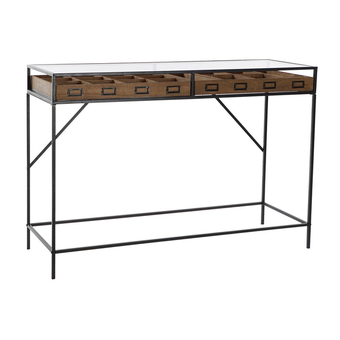 Consolă DKD Home Decor Maro Negru Metal Geam Lemn MDF 120 x 40 x 83 cm